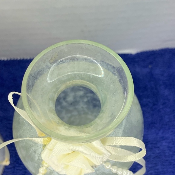 Pair 2 Glass Perfume Bottle  Decanter w/ Glass Stoppers - 5 1/2” Tall - Picture 5 of 12